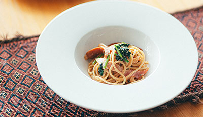 明太クリームパスタ